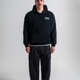 CHAIN-STITCH HOODIE - BLACK